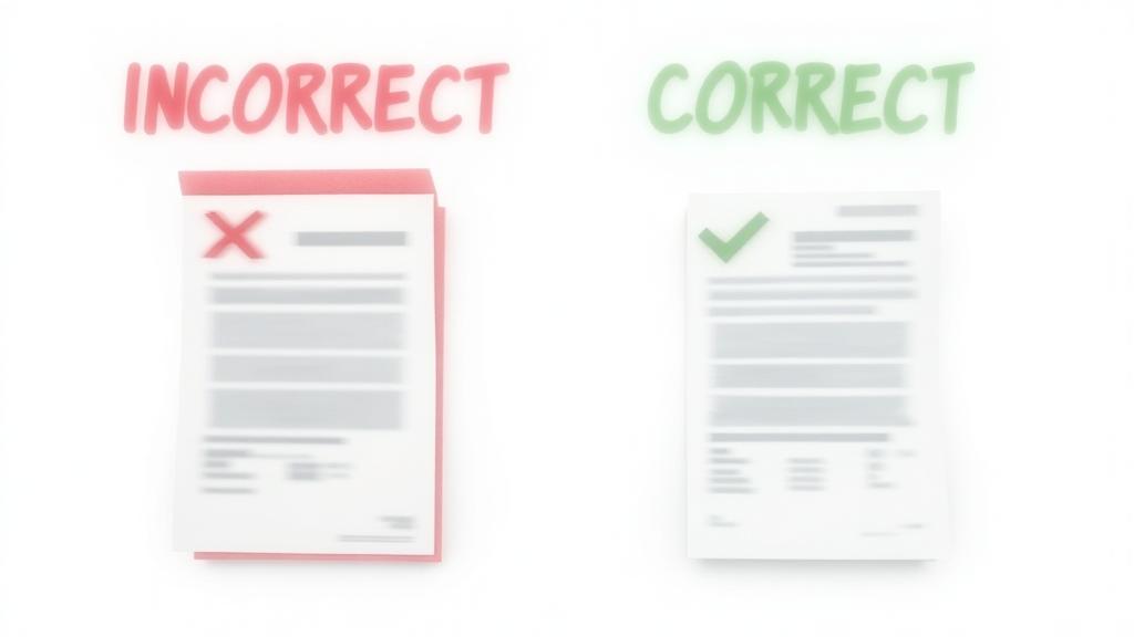 Comparison of incorrect blurry document scan versus correct clear 300 DPI scan for uploading certified translations to ImmiAccount