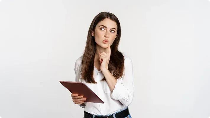 Woman holding clipboard
